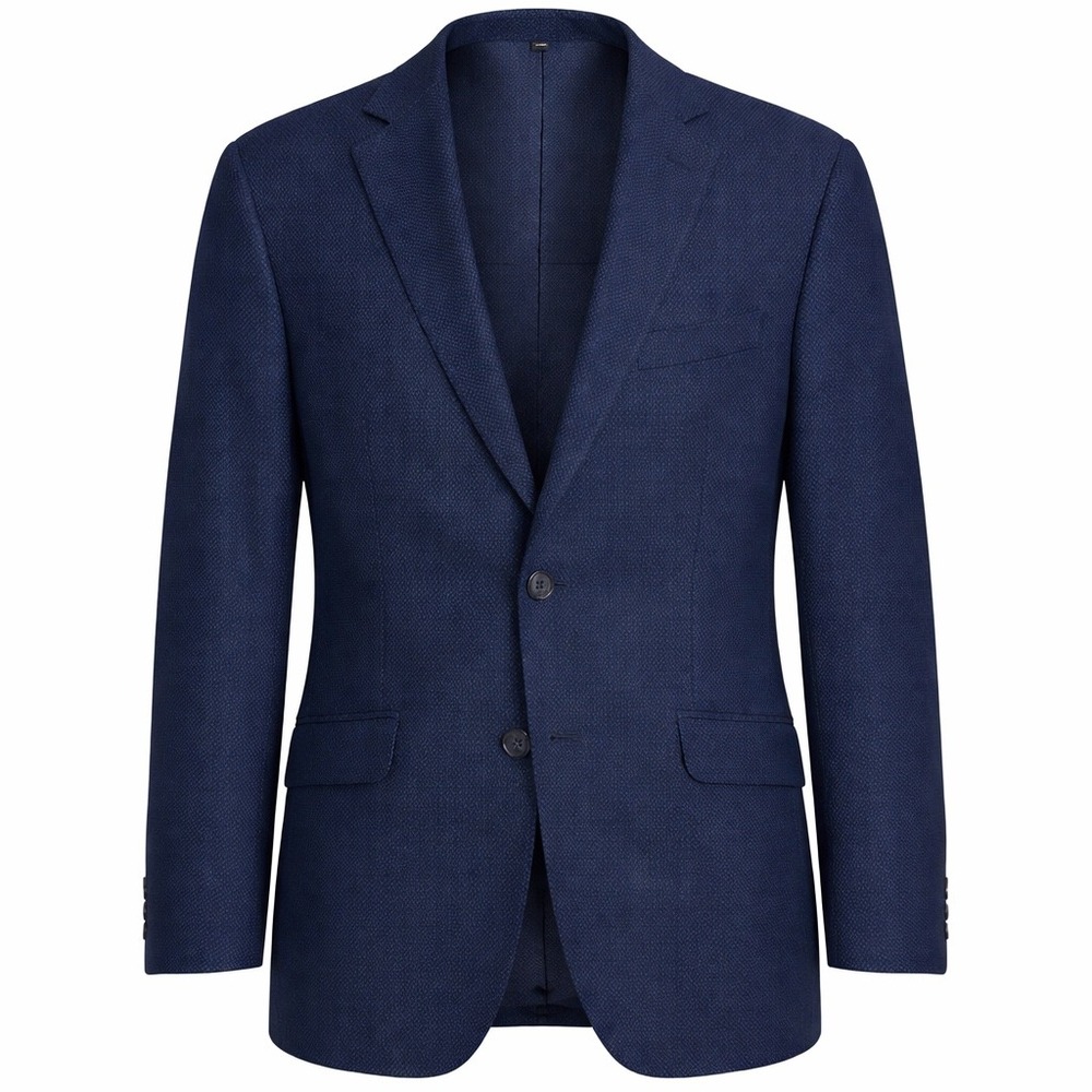 Jos. A. Bank 1905 100% Wool Blazer 40L Blue Textured Tailored Fit Elbow Patches